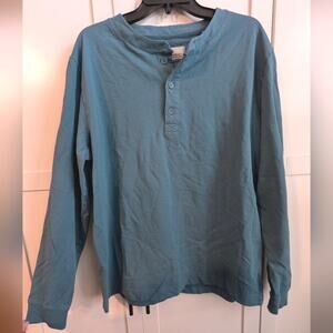 NWOT Mens California Shirt Co Long Sleeve Henley Tee Teal L Large